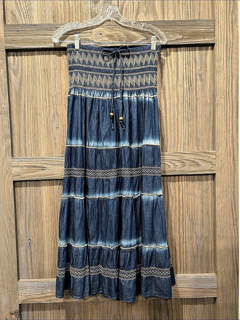 Sacred Threads Women’s Blue Tiered Strapless dress or Skirt Size Small/Medium